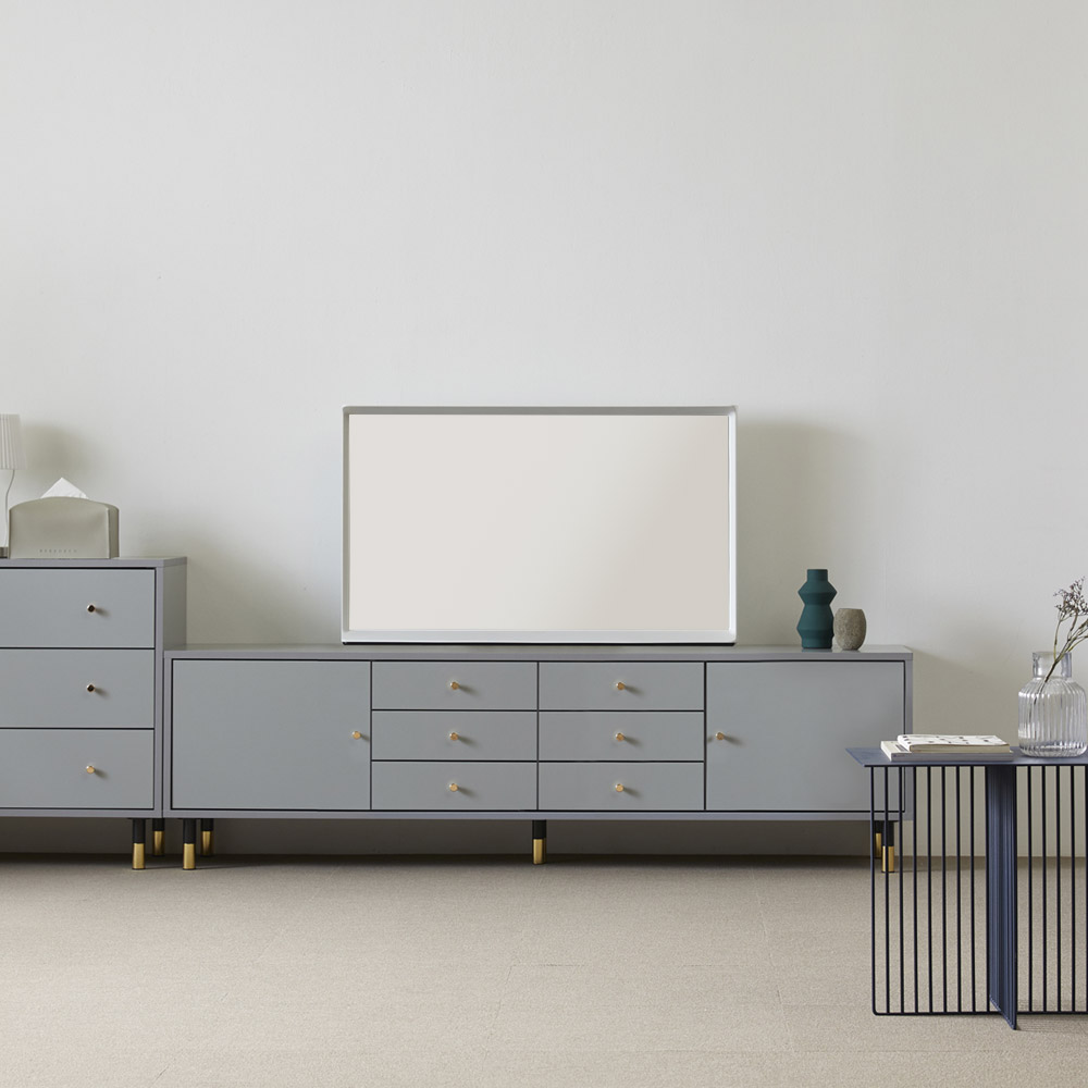 장인가구 로지 모던 높은 TV 티비다이 6서랍 거실장 1800