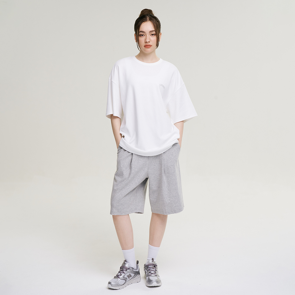 여성 남자 원턱 오버핏 버뮤다 팬츠 트레이닝 바지 짐웨어 쇼츠 운동복 밴딩 반바지 이미지 6