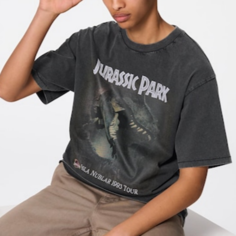 지유 반팔티 워시드 그래픽 T 5부 소매 MOVIE 쥬라식 파크 유니섹스 티셔츠 356991 - 상품 이미지