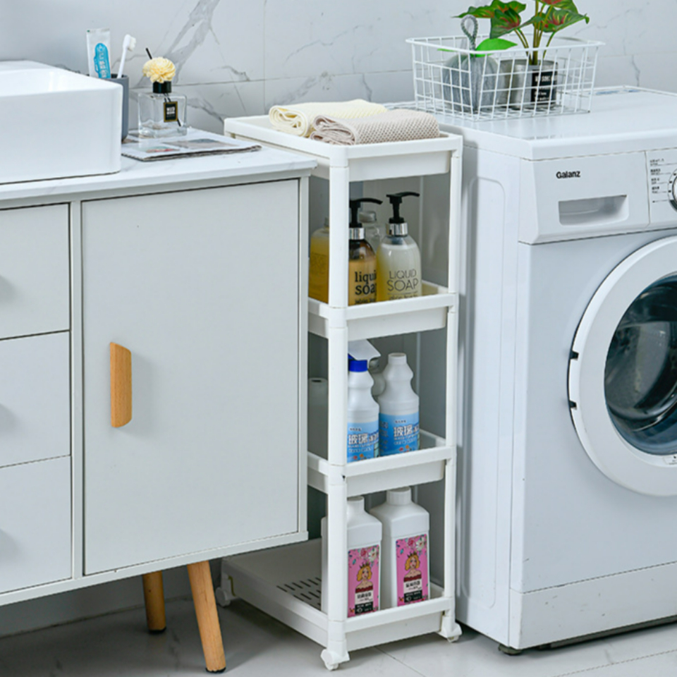 이동식 틈새선반 3단 슬림 바퀴달린 선반 트레이 4단 틈새 수납장 공간활용