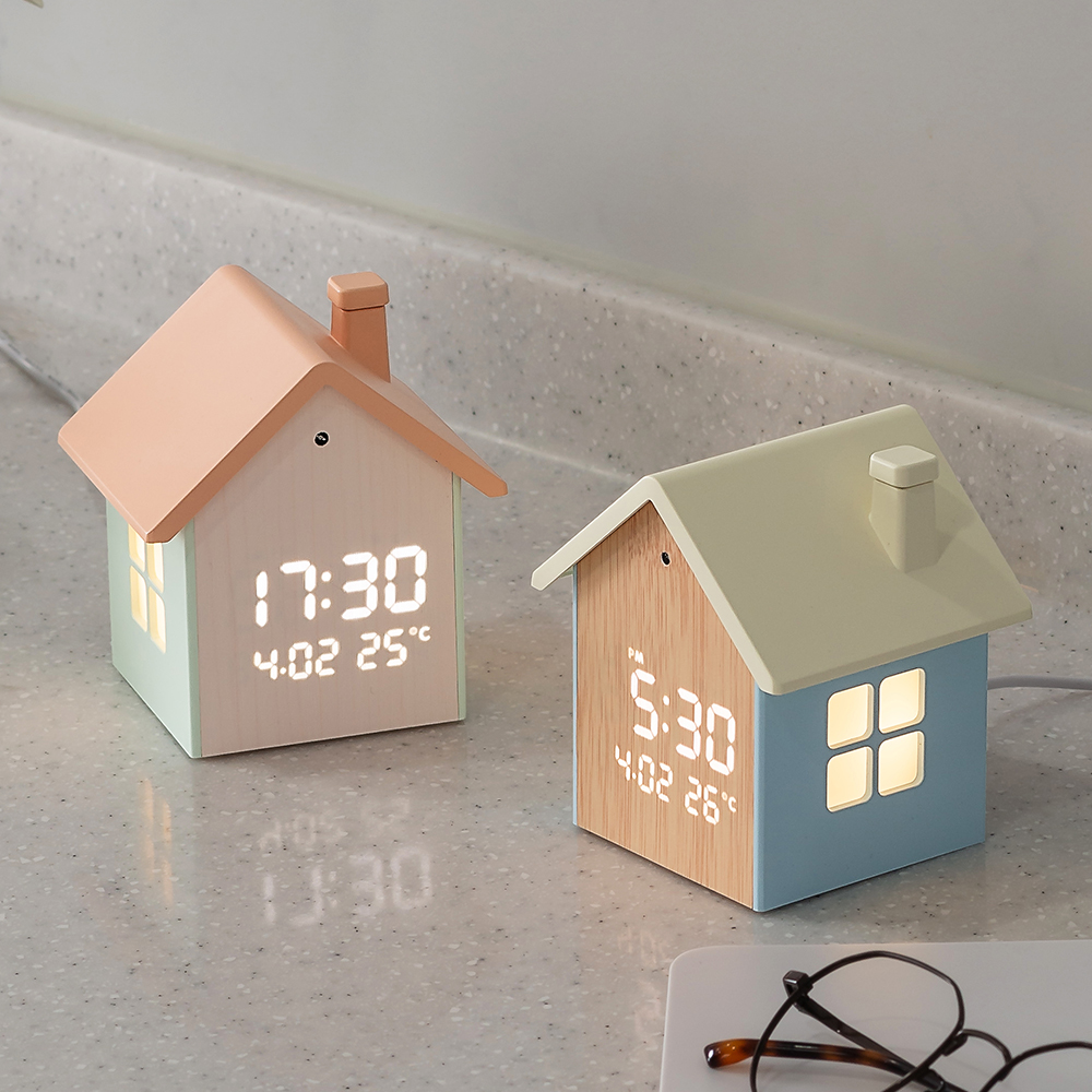 플라이토 무드홈 인테리어 LED 탁상시계 디지털 알람 전자 무소음 예쁜 테이블 책상 시계