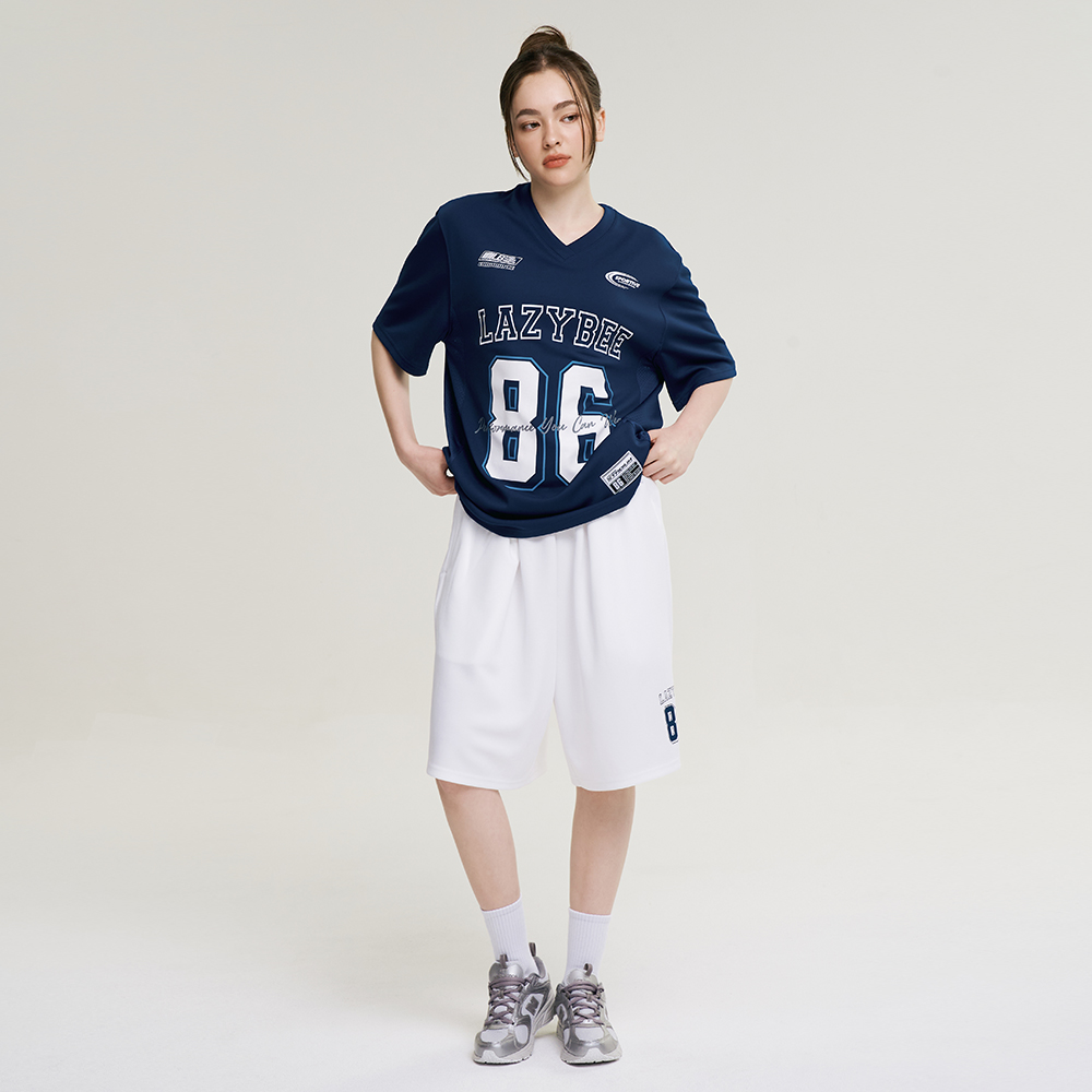여성 자이언트핏 져지 오버핏 버뮤다 팬츠 반바지 헬스복 운동복 짐웨어 공용 화이트 이미지 8