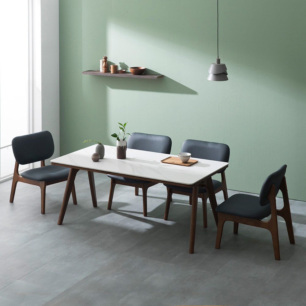 장인가구 칸토르 와이드 세라믹 패밀리 4인 낮은 식탁세트 의자형