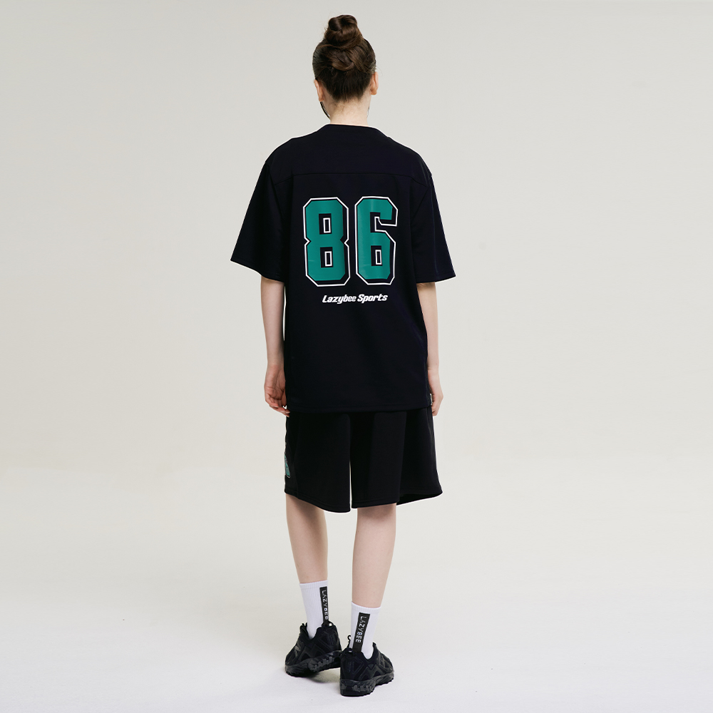 여성 자이언트핏 져지 오버핏 버뮤다 팬츠 반바지 헬스복 운동복 짐웨어 공용 블랙 - 상세 이미지 4