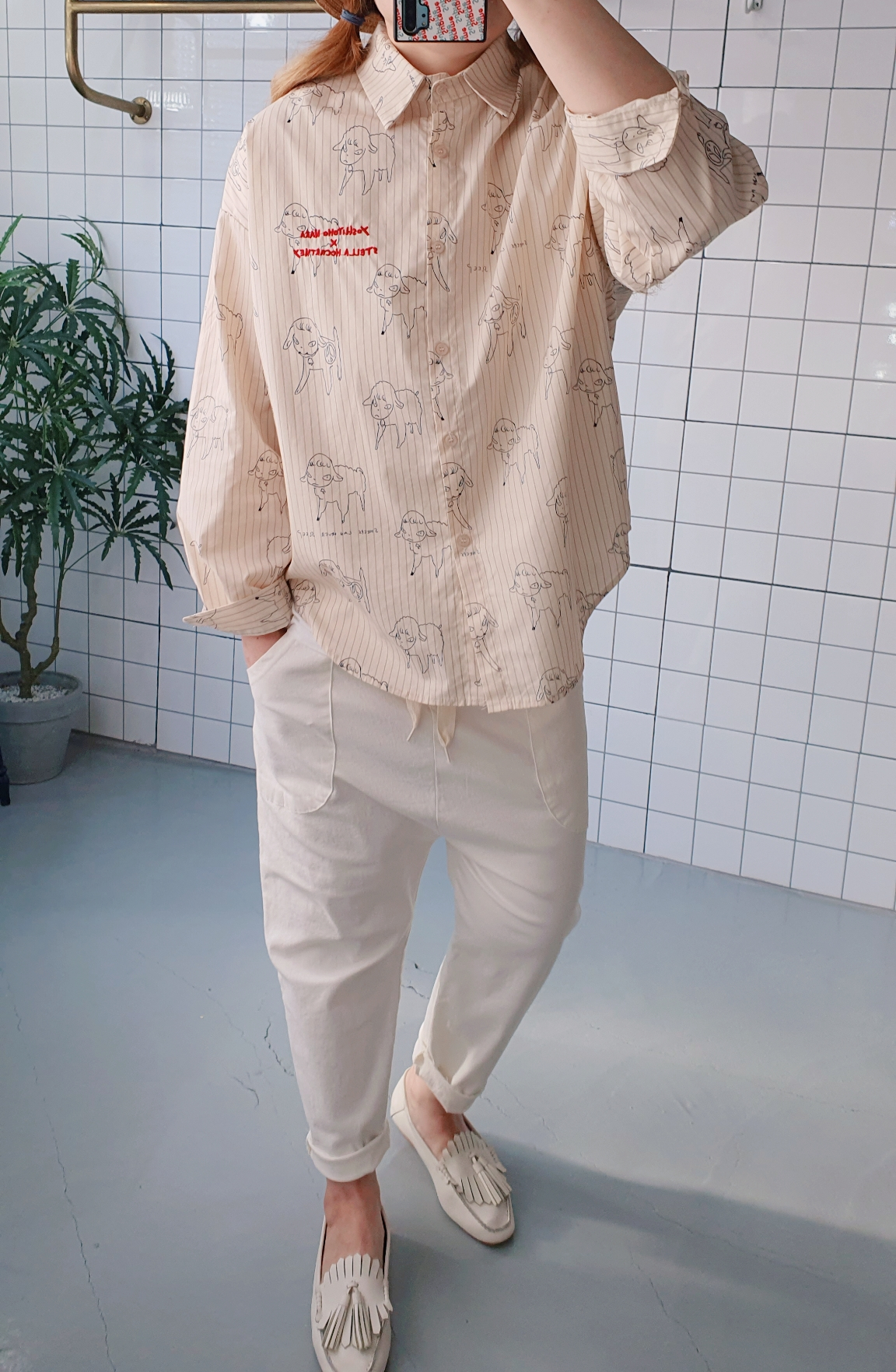 오버핏 프린팅 카라 남방 셔츠 - 상세 이미지 2
