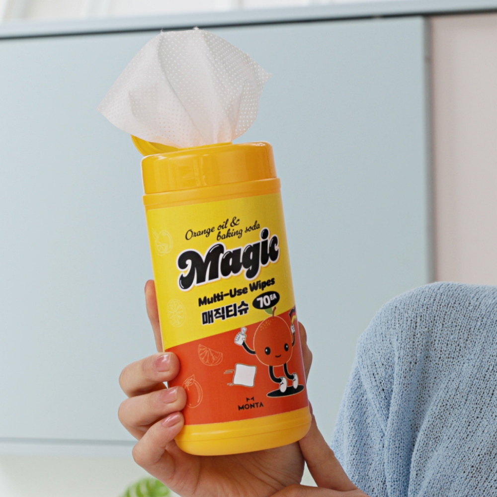 노란통 매직티슈 2세트 8통 560매 소독티슈 올인원 찌든때 기름때제거 세정티슈