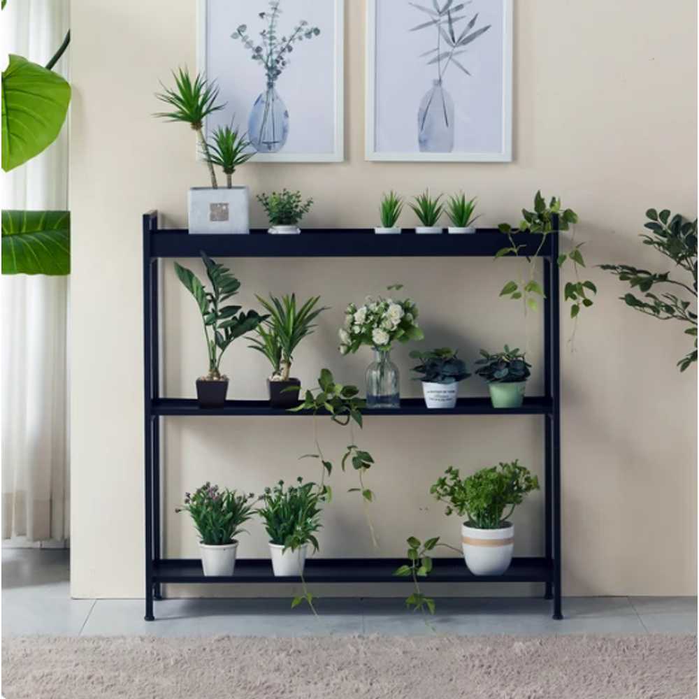 철제 화분정리대 랙 꽃 테라스 인테리어 플랜트박스 90X21X88CM 블랙 - 상품 이미지