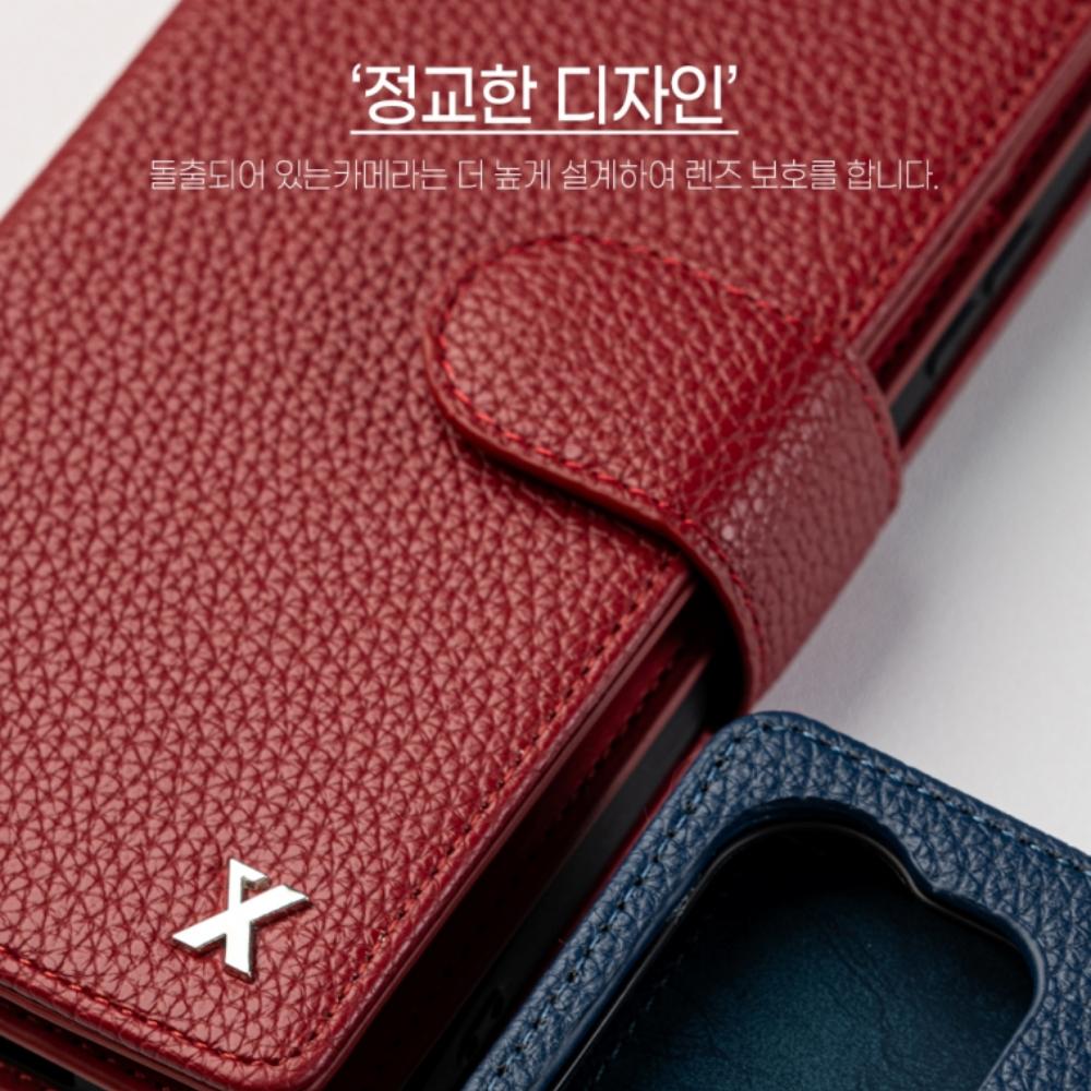 마이아 더블 포켓 가죽 지갑 다이어리 케이스 퍼플, 아이폰15 프로 맥스 - 상세 이미지 5