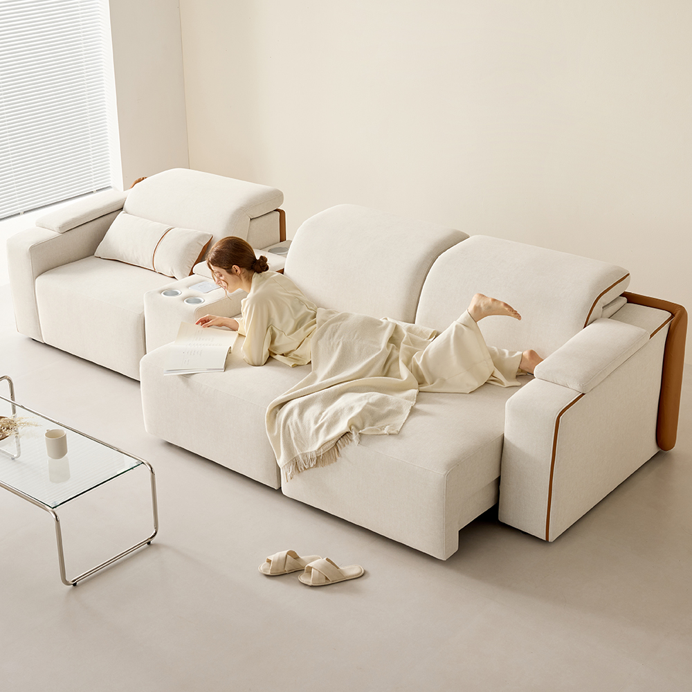 4인용 프리스티노 2세대 모션 소파 리클라이너 슬라이딩 무빙 가죽 면피 패브릭 쇼파 320