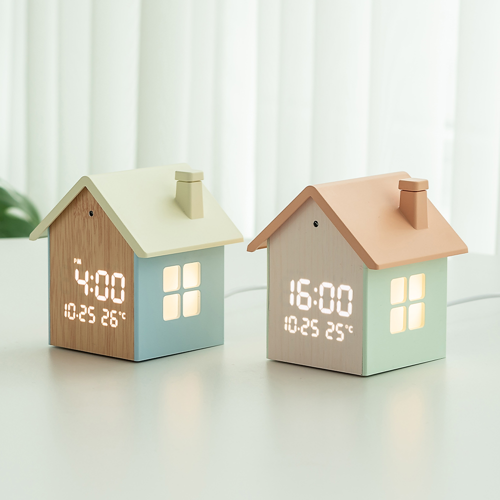 플라이토 무드홈 인테리어 LED 탁상시계 디지털 알람 전자 무소음 예쁜 테이블 책상 시계