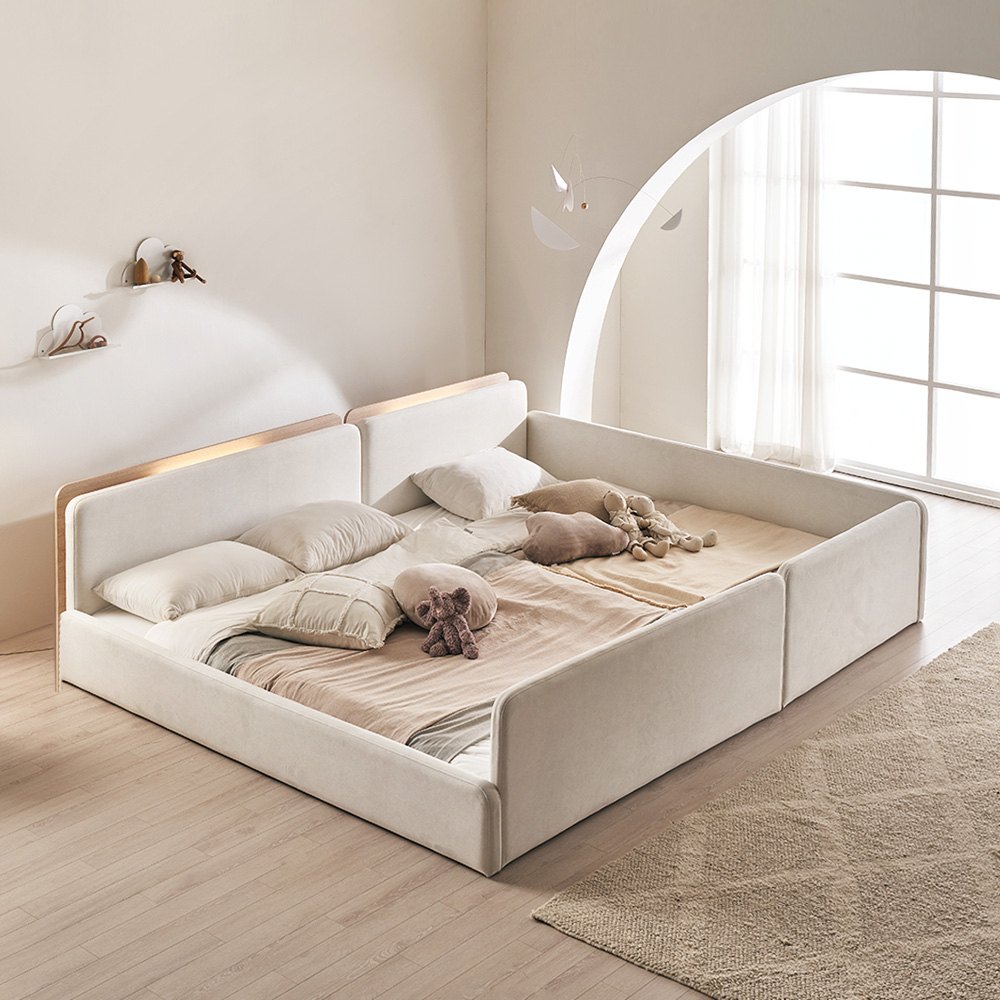 장인가구 하랑 E0 패브릭 슬림헤드 저상형 데이베드 패밀리침대 Q 프레임