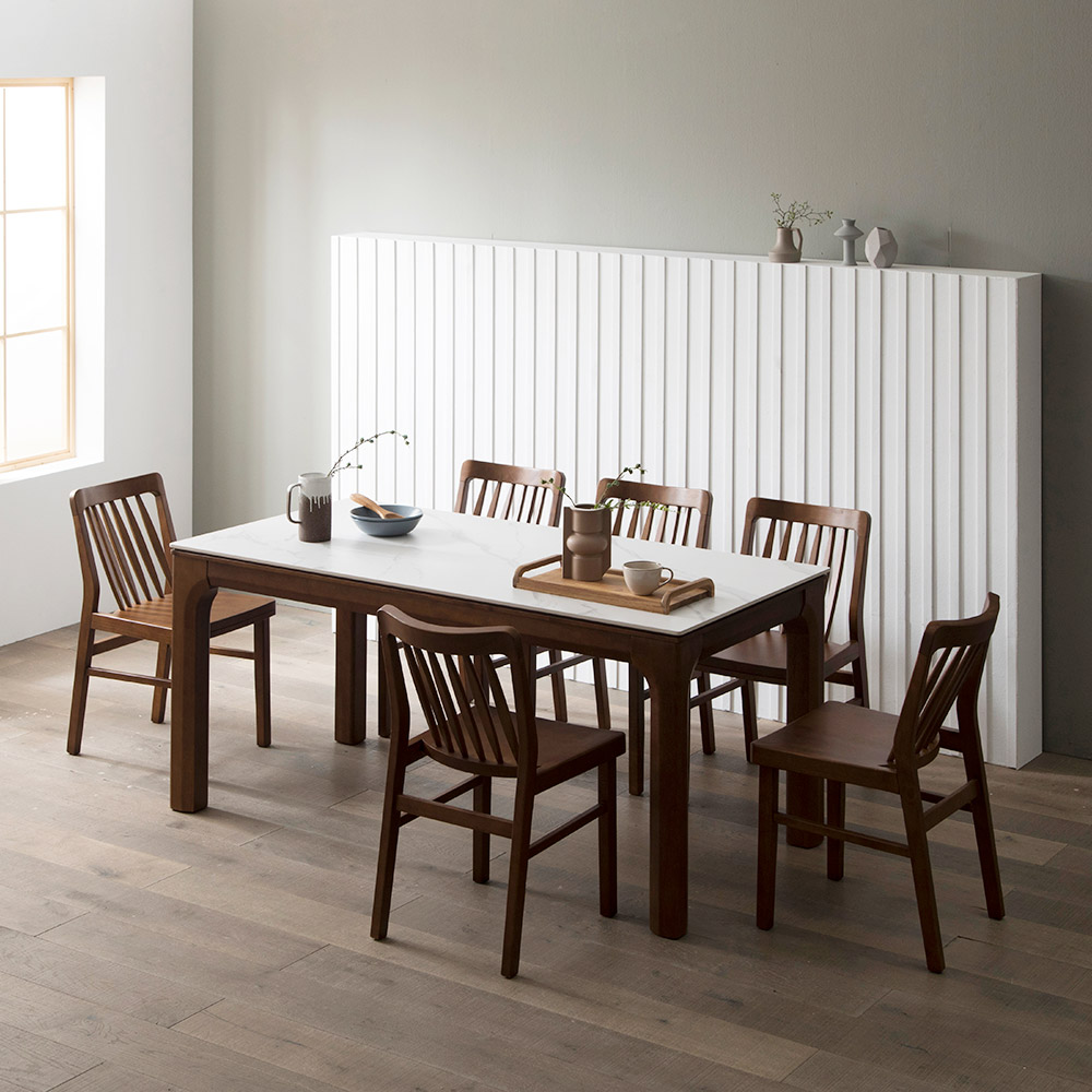 장인가구 디네트 댄디 세라믹 6인용 식탁세트 의자형