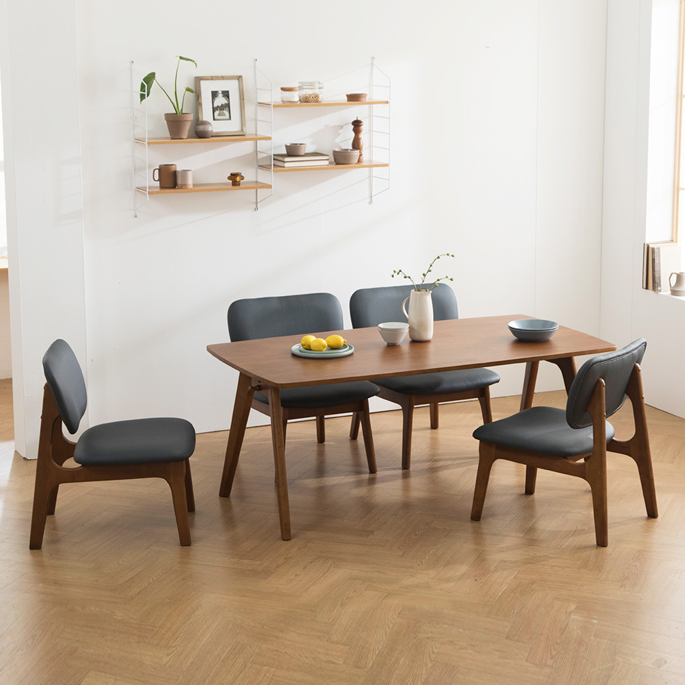 장인가구 칸토르 베이직 원목 패밀리 4인 낮은 식탁세트 의자형