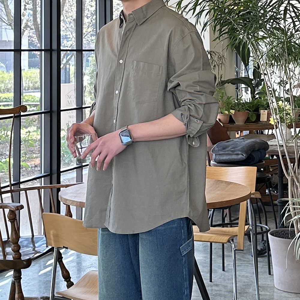 남자셔츠 흰색 여름 오버핏 남방 난방 남자린넨셔츠 - 상세 이미지 5