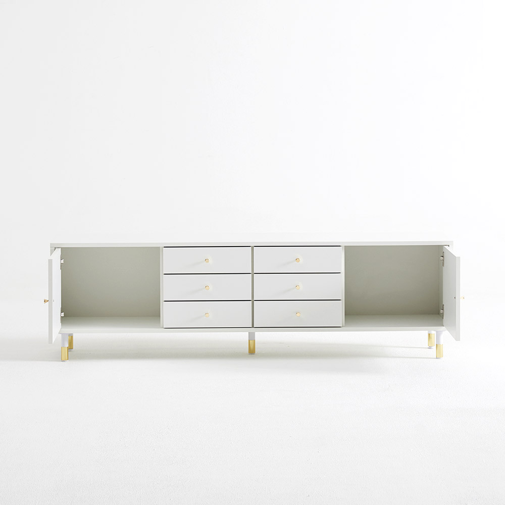 장인가구 로지 모던 높은 TV 티비다이 6서랍 거실장 1800