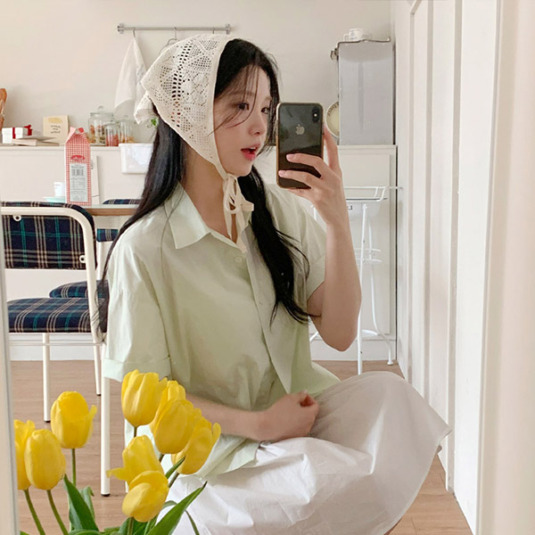 마로엔 루즈핏 베이직 반팔 셔츠 bs7170 - 상품 이미지