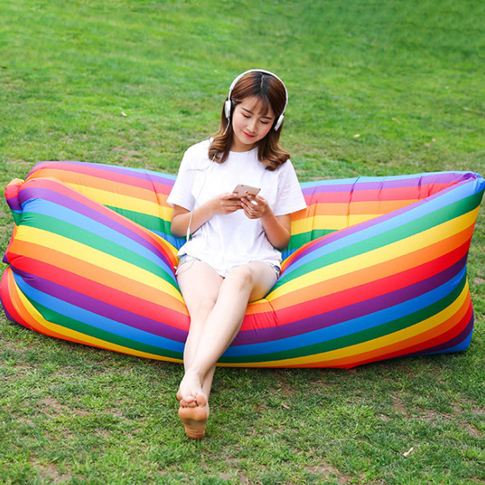 스포홀릭 캠핑 에어매트 에어베드 빈백 고급형 레인보우