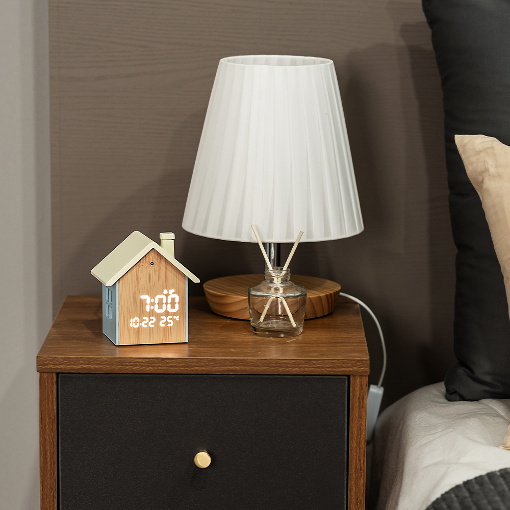 플라이토 무드홈 인테리어 LED 탁상시계 디지털 알람 전자 무소음 예쁜 테이블 책상 시계