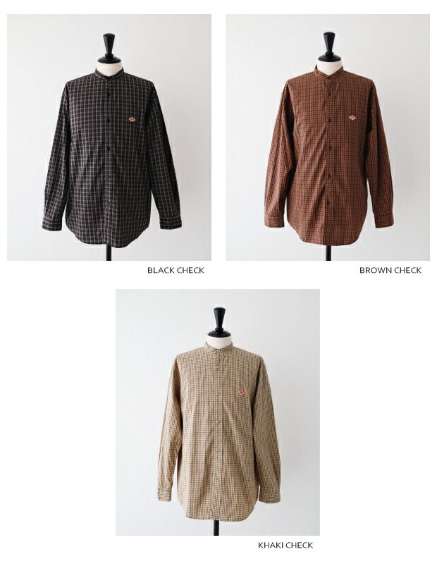 단톤 남성 브로드 체크 밴드 카라 셔츠 DT-B0003STC BROWN CHECK 40 - 상세 이미지 2