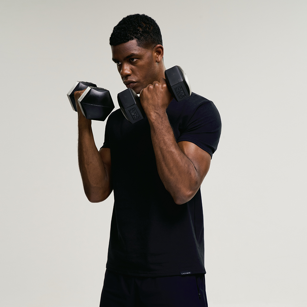 [1+1] 남자 프레시 코든 머슬핏 기능성반팔 짐웨어 헬스복 러닝복 운동복 반팔 (5컬러)