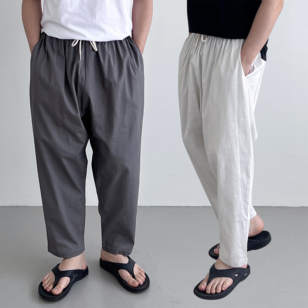 남자린넨와이드팬츠 린넨슬랙스 항아리바지 벌룬팬츠 - 상품 이미지