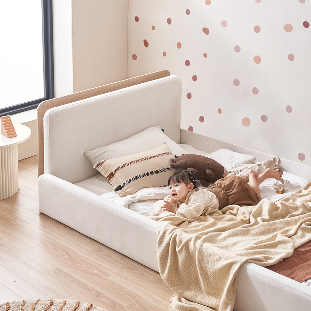 장인가구 하랑 E0 패브릭 LED헤드 저상형 패밀리침대 기본형 SS +본넬