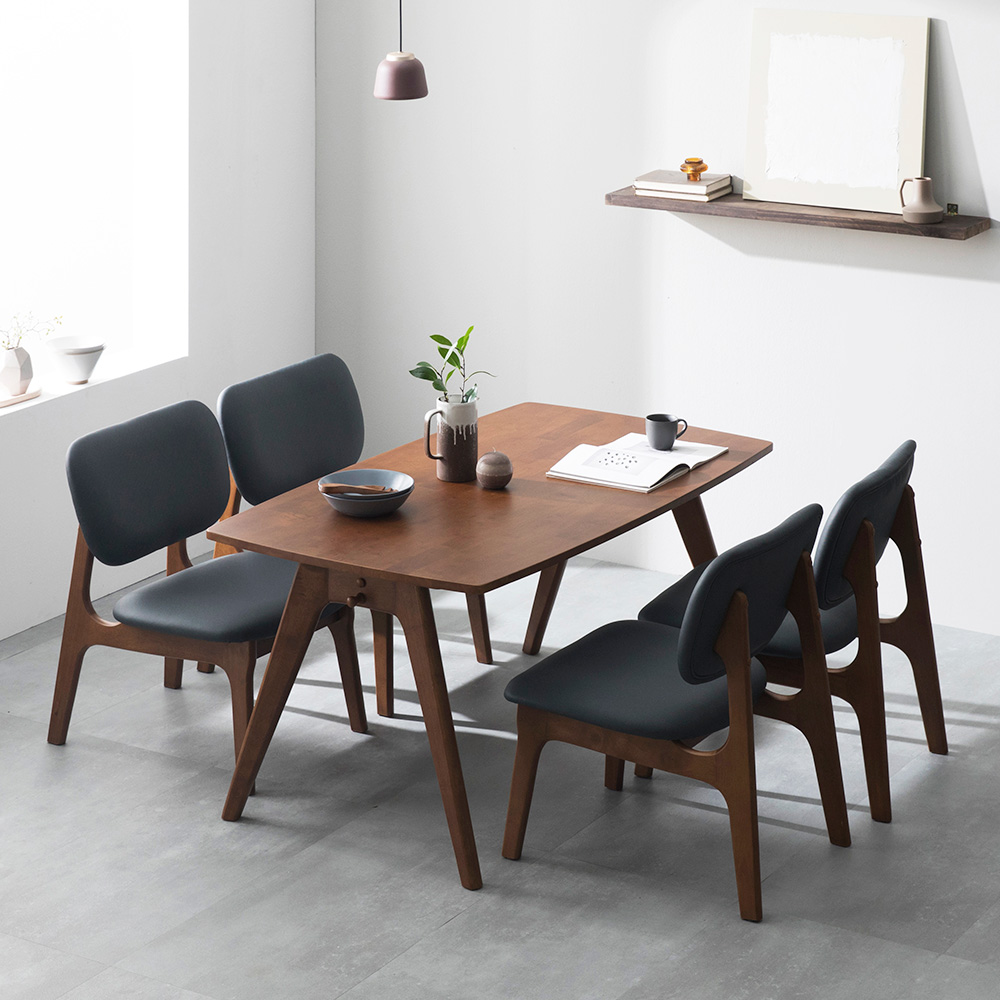 장인가구 칸토르 베이직 원목 패밀리 4인 낮은 식탁세트 의자형