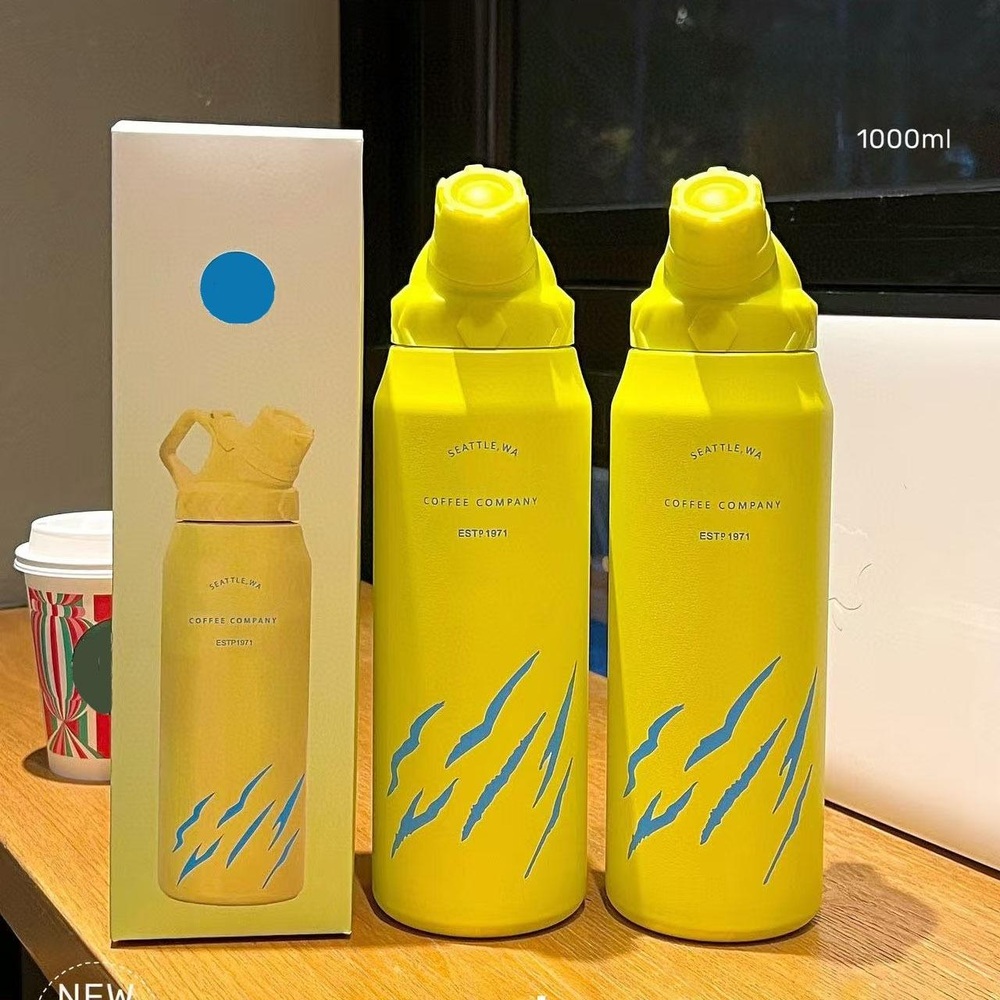 스탠다드 레몬 타이거클로 텀블러 1000mL 304스테인리스 대용량 보온병 휴대용 물컵 - 메인 이미지