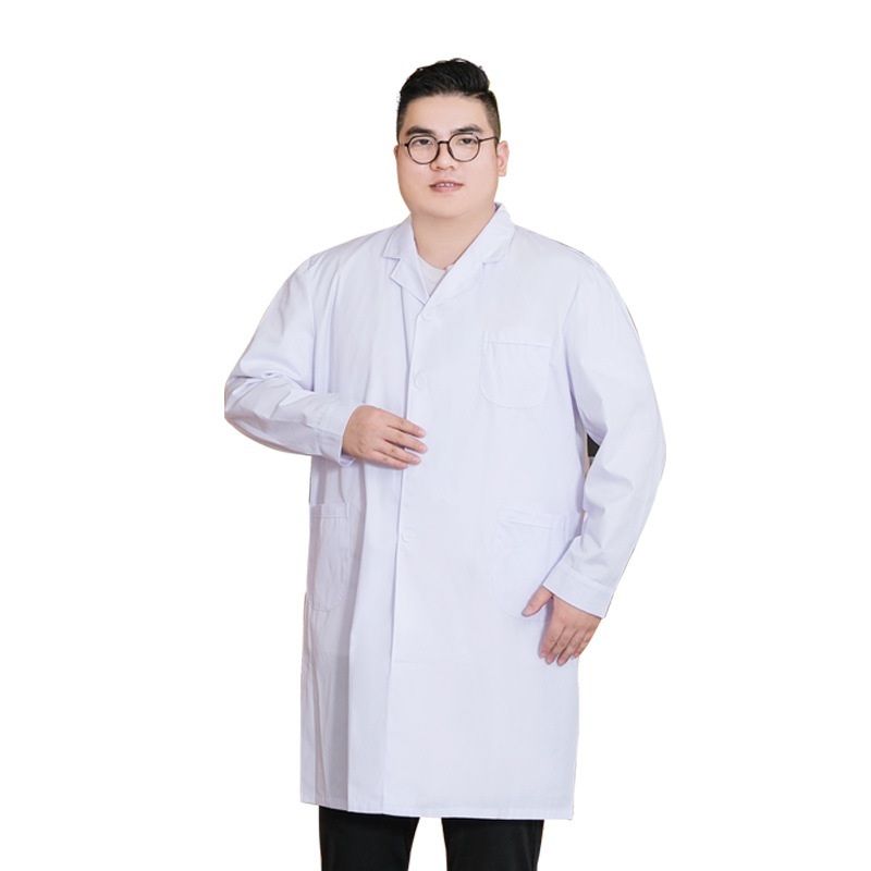빅사이즈 가운 실험복 코트 과학자 긴팔 의사 미용 남성 제트 지방이많고+소매가짧은+남성용+흰색코트 S - 상품 이미지