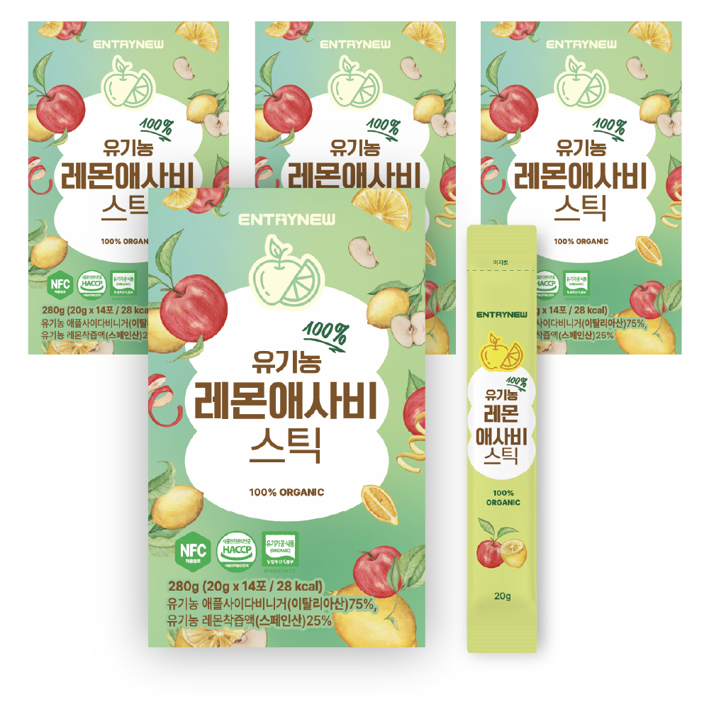 레몬수 애사비스틱 애플사이다비니거 레몬애사비 100% 유기농 14포, 4개 - 상품 이미지