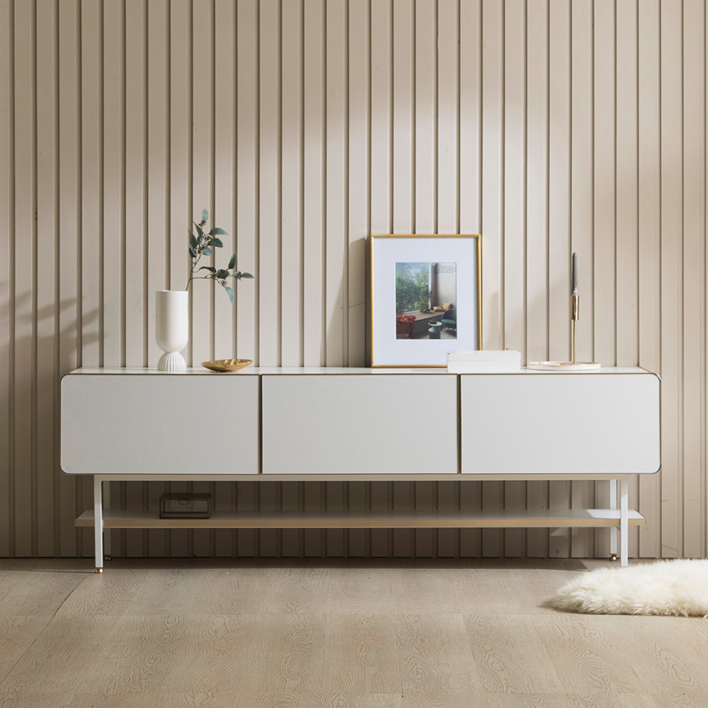 장인가구 컬렉 라운드 선반 티비다이 높은 거실장 1800