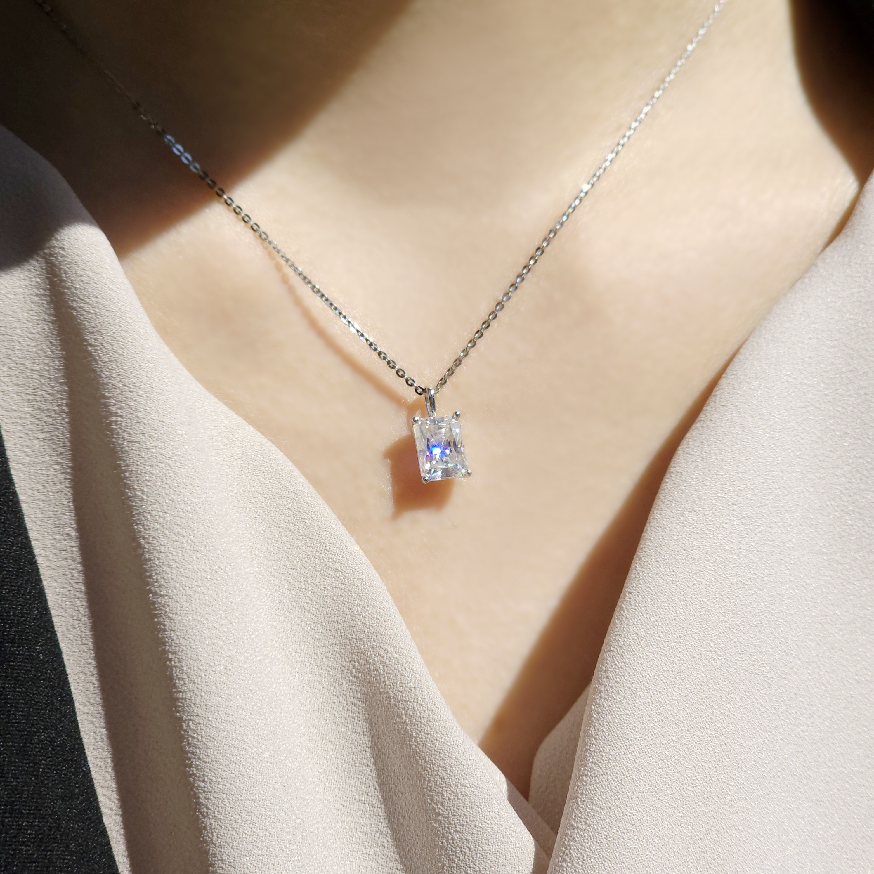랩다이아 사각 펜던트 라디언트컷 목걸이 1캐럿 2캐럿 3캐럿 IGI D컬러 14k 18k 이미지 7
