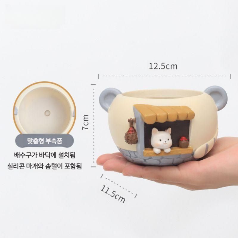 귀여운 고양이 여우 소형 화분 베란다텃밭  귀여운 고양이 선술집 화분 - 상세 이미지 4
