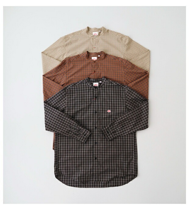 단톤 남성 브로드 체크 밴드 카라 셔츠 DT-B0003STC BROWN CHECK 40 - 상세 이미지 5