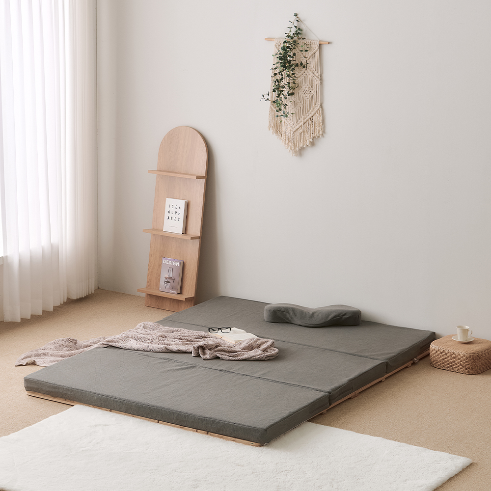 허리에 좋은 단단한 접이식 매트리스 에어코일+메모리폼 딥슬립토퍼 매트 순면100커버