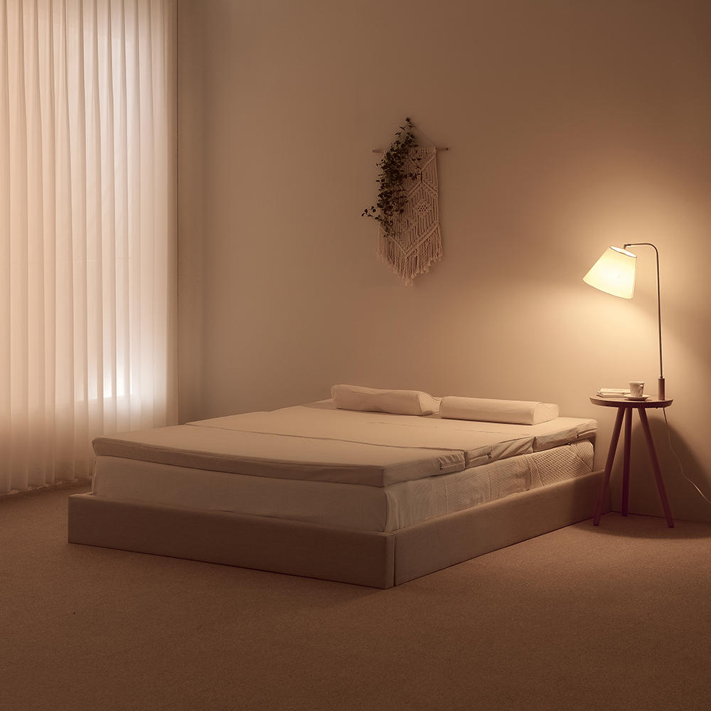 허리에 좋은 단단한 접이식 매트리스 에어코일+메모리폼 딥슬립토퍼 매트 순면100커버