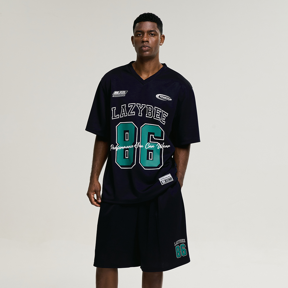 남자 자이언트핏 져지 오버핏 버뮤다 팬츠 반바지 헬스복 운동복 짐웨어 공용 블랙 - 상세 이미지 5