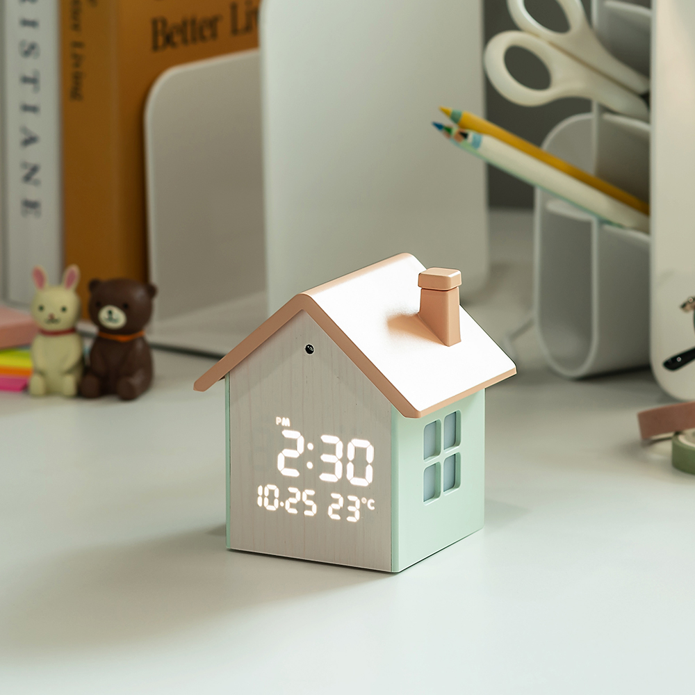 플라이토 무드홈 인테리어 LED 탁상시계 디지털 알람 전자 무소음 예쁜 테이블 책상 시계