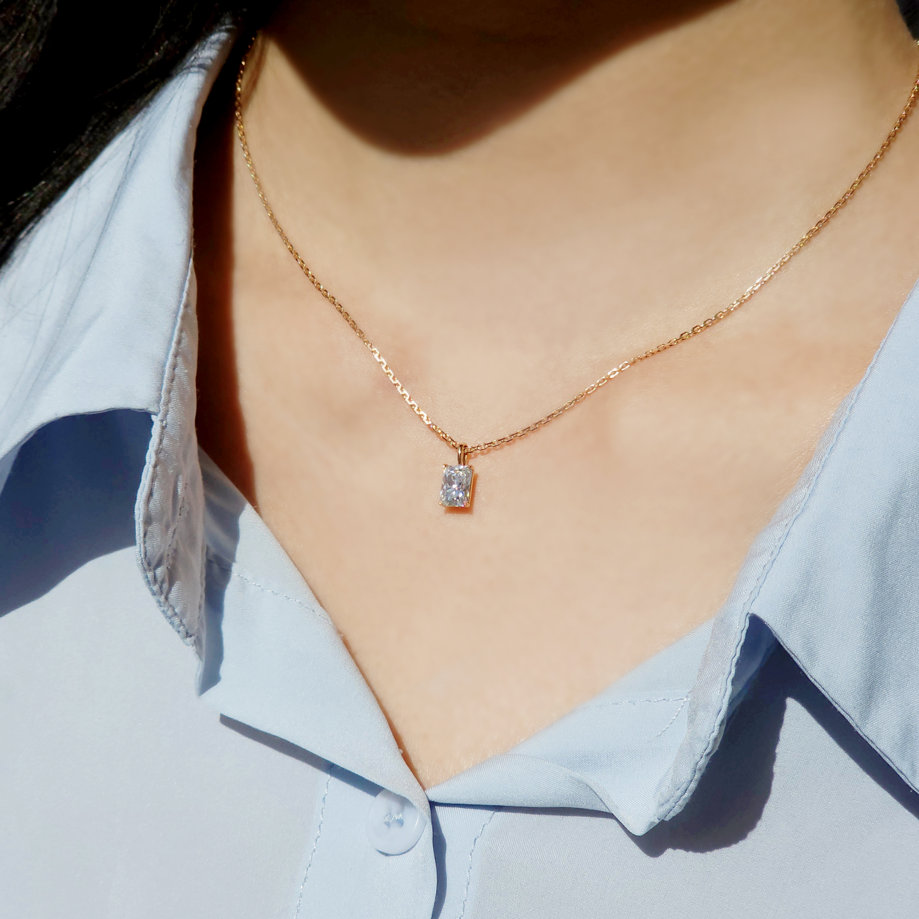 랩다이아 사각 펜던트 라디언트컷 목걸이 1캐럿 2캐럿 3캐럿 IGI D컬러 14k 18k - 상세 이미지 5