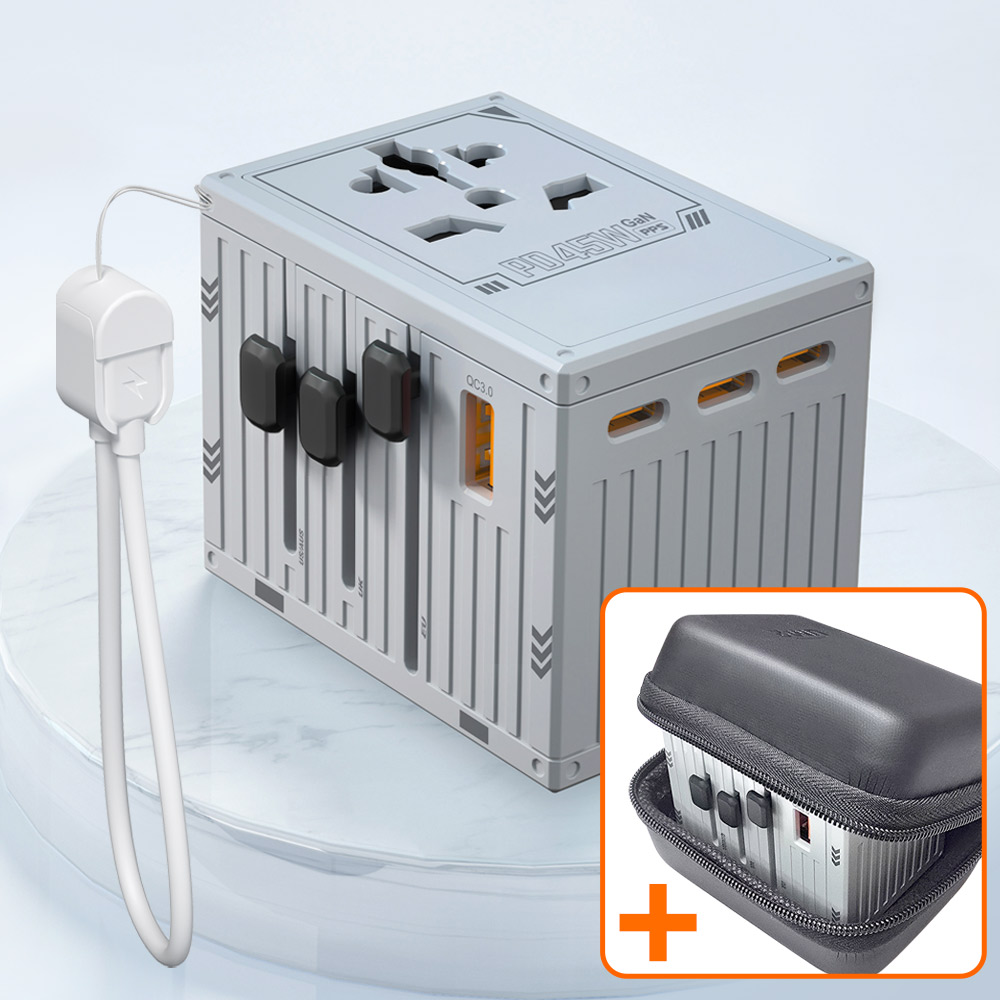 해외 여행용 2500W 세계여행 어댑터 USB C타입 PD충전기 45W 초고속 멀티충전기 - 상품 이미지