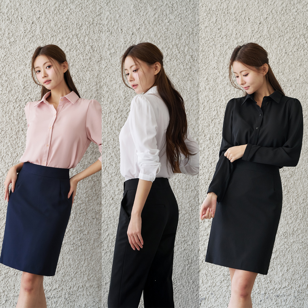 기본블라우스 카라블라우스 셔츠 [퍼프]