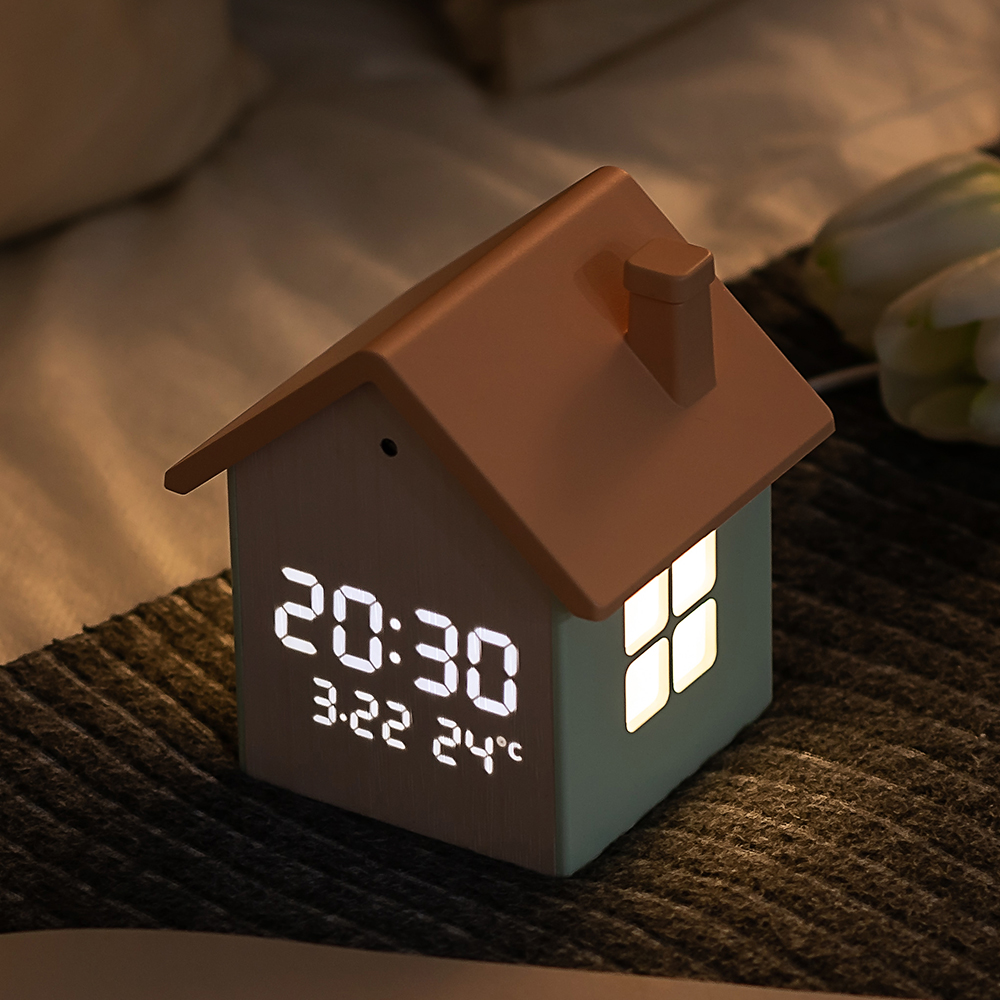 플라이토 무드홈 인테리어 LED 탁상시계 디지털 알람 전자 무소음 예쁜 테이블 책상 시계