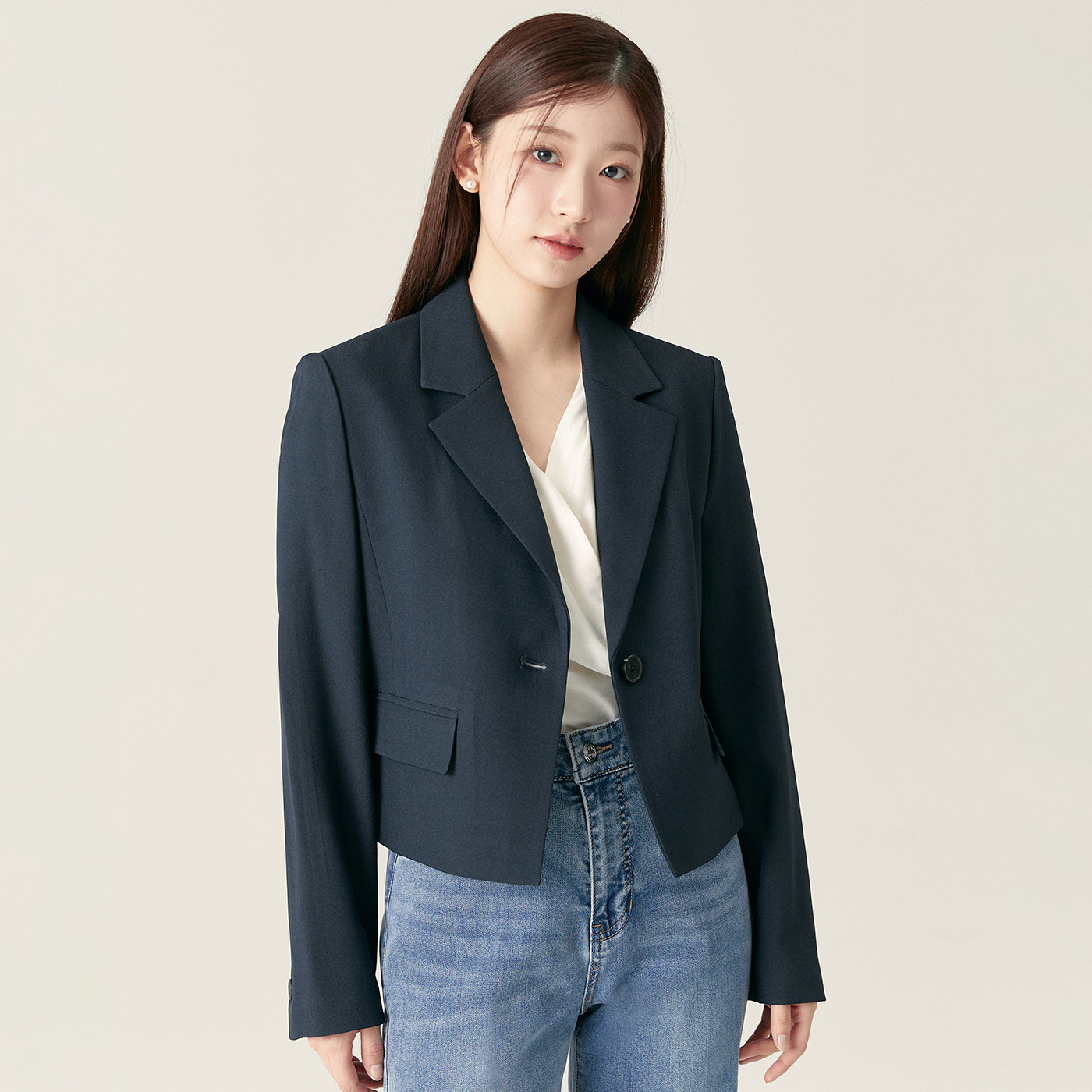 로엠 린넨라이크 크롭 자켓 RMJKF24R13 - 상세 이미지 2