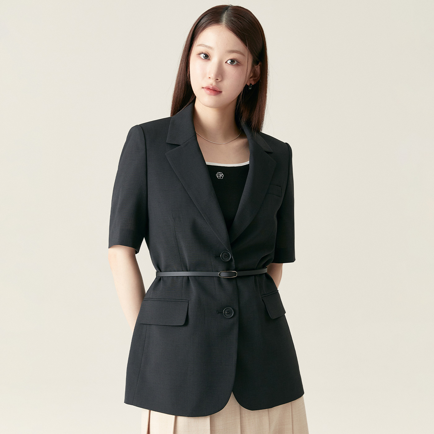 로엠 린넨라이크 반팔 자켓 RMJKF25R11 - 상세 이미지 2