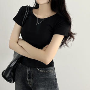 레이어드 흰티 세미크롭 여자 반팔티 이너 티셔츠 블랙, FREE(One ... 착용 후기 | 사이즈/핏 총정리 - 상품 이미지 1