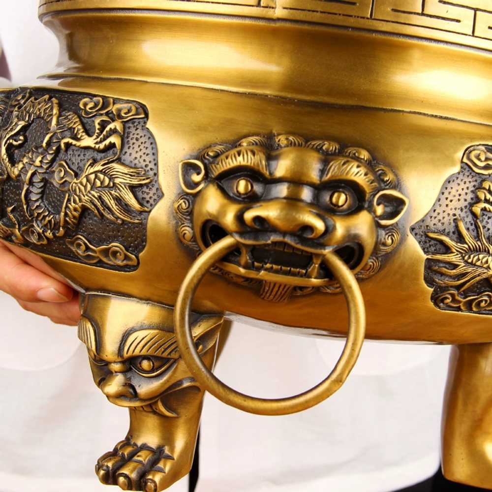 구리 향로 빈티지 그릇 화로 절 골동품 그릇 접시 직경 15cm - 상세 이미지 2