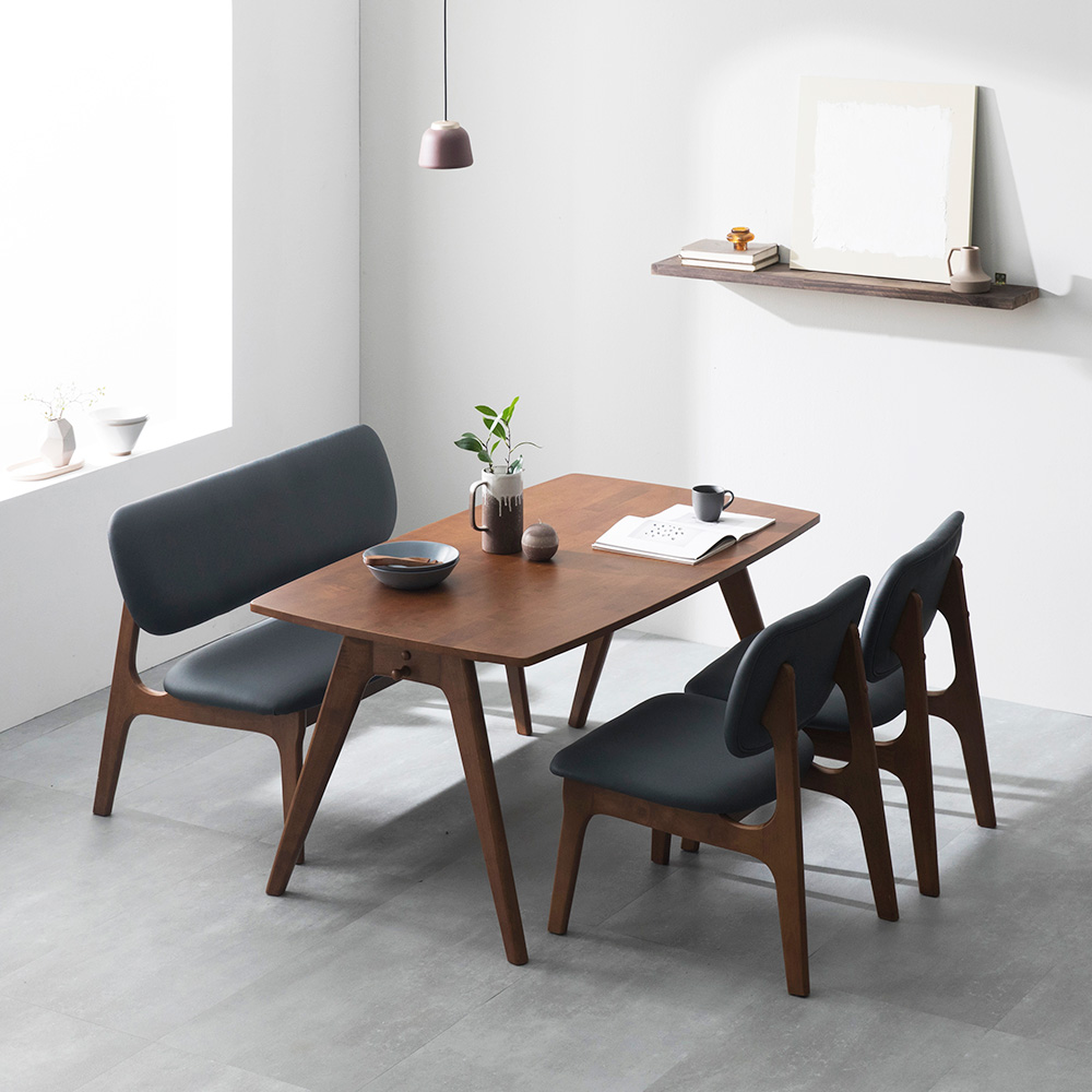 장인가구 칸토르 베이직 원목 패밀리 4인 낮은 식탁세트 의자형