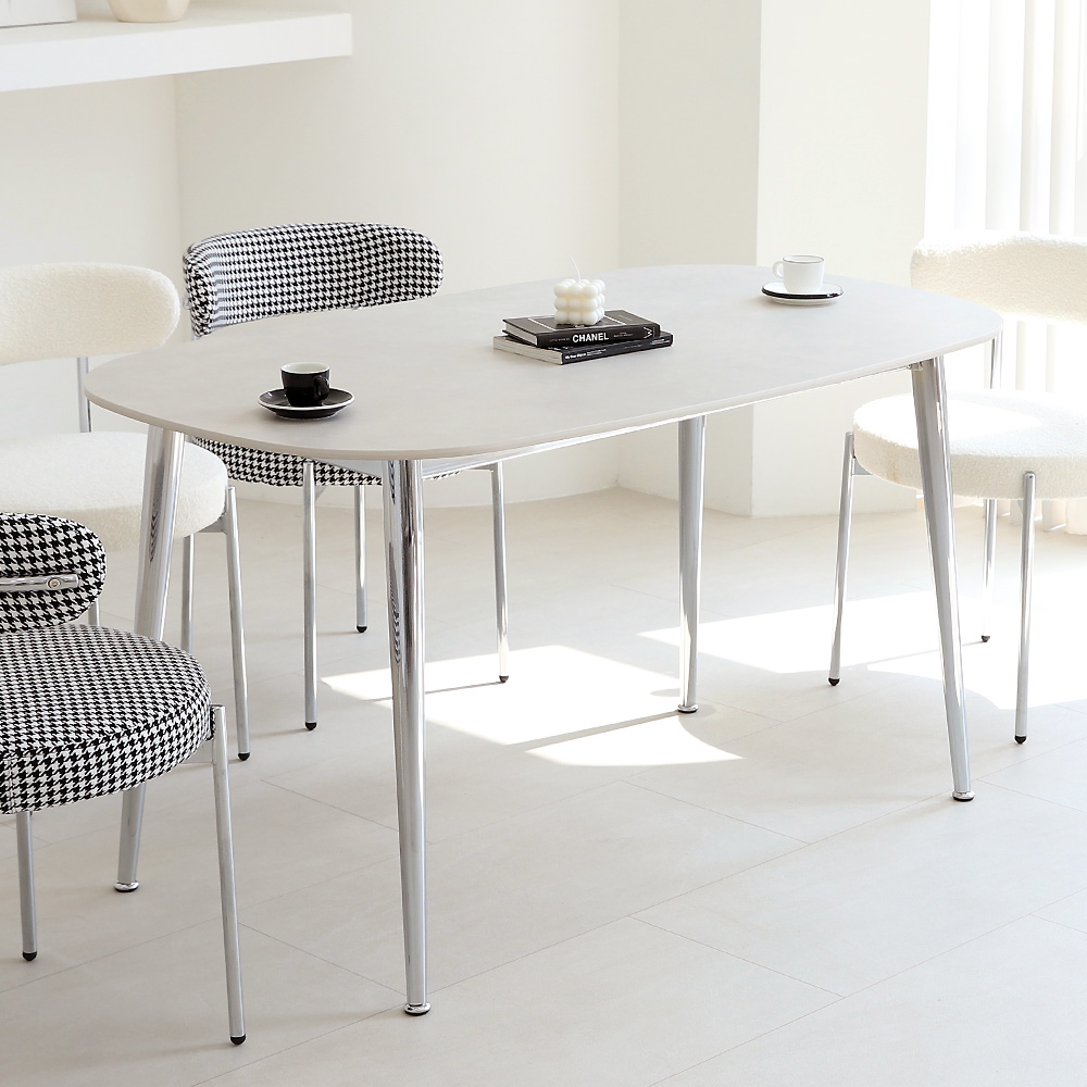 엘리시아 실버 카페 식당 세라믹 식탁 테이블 타원형 4인용 1400