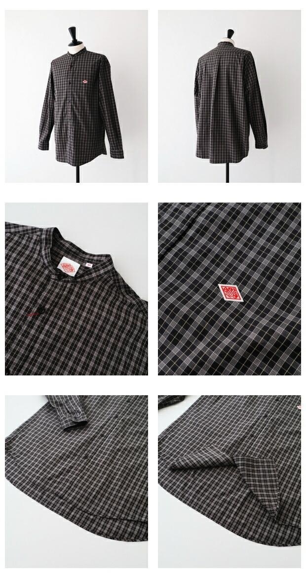 단톤 남성 브로드 체크 밴드 카라 셔츠 DT-B0003STC BROWN CHECK 40 - 상세 이미지 4