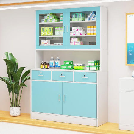 [루더스 협력사][해외]약 진료 의무실 보관함 선반 처방 정리함 캐비닛 서랍 잠금 병원